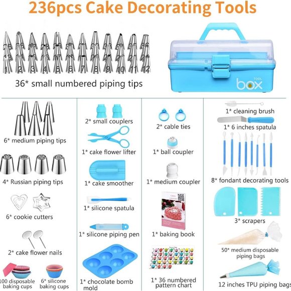 Professional Cake Decorating Tools Supplies Baking 236 Accessories (1KitAnyColor - Picture 2 of 7